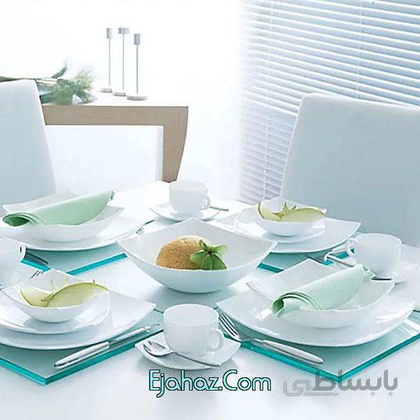سرویس 26 پارچه لومینارک فرانسه مدل کوادراتو سفید لومینارک(Luminarc)