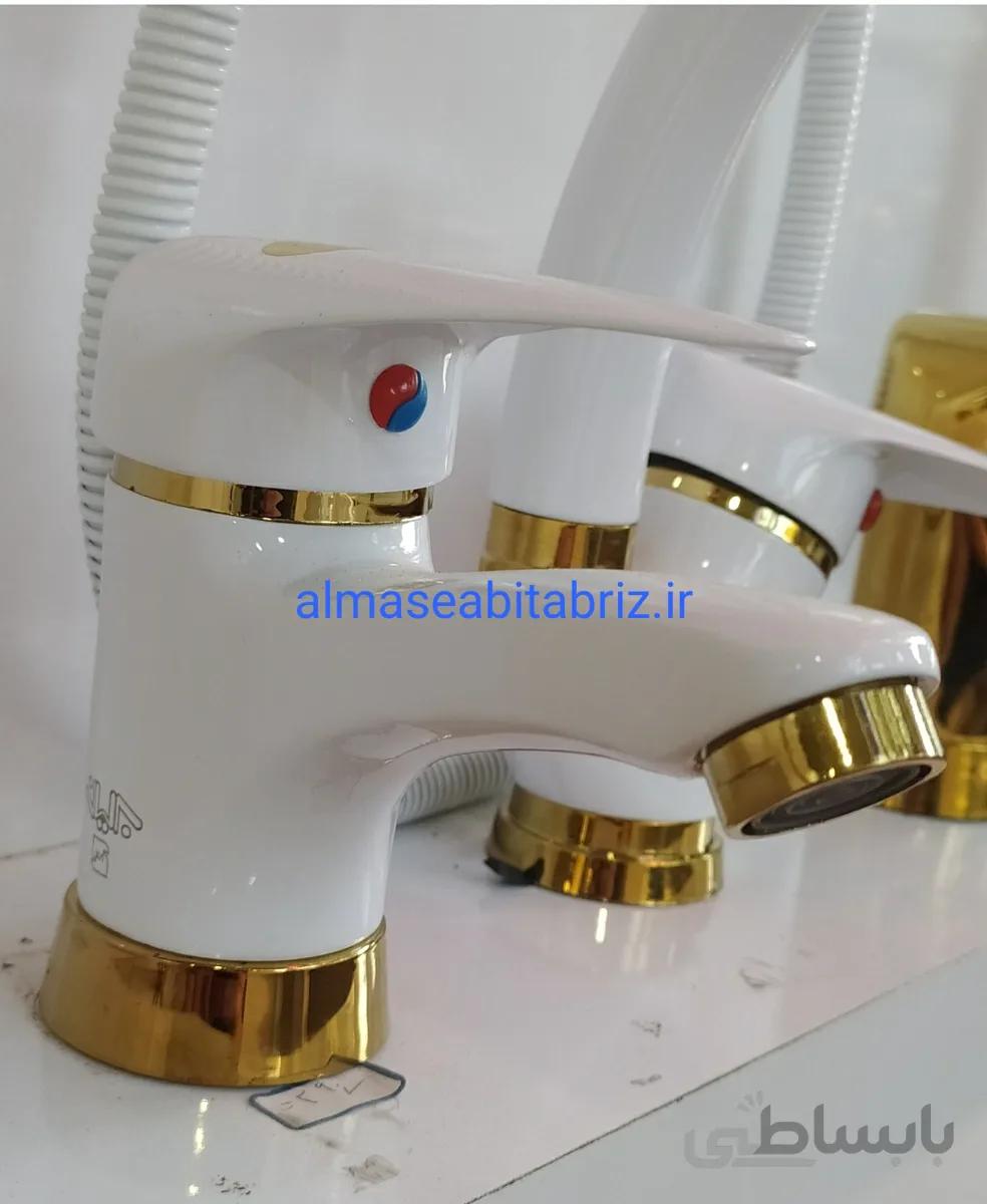 شیر روشویی سفیدطلایی برلیان