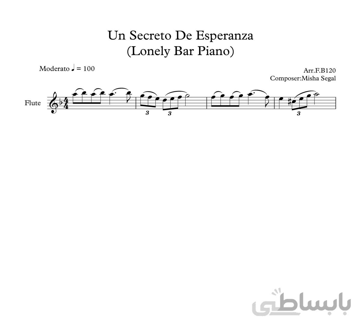 نت فلوت آهنگ Un Secreto De Esperanza Lonely Bar Piano از Misha Segal