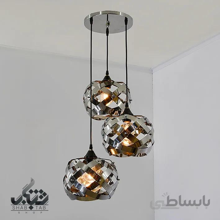 لوستر مدرن سه شعله کد 574/3 استیل SHJ