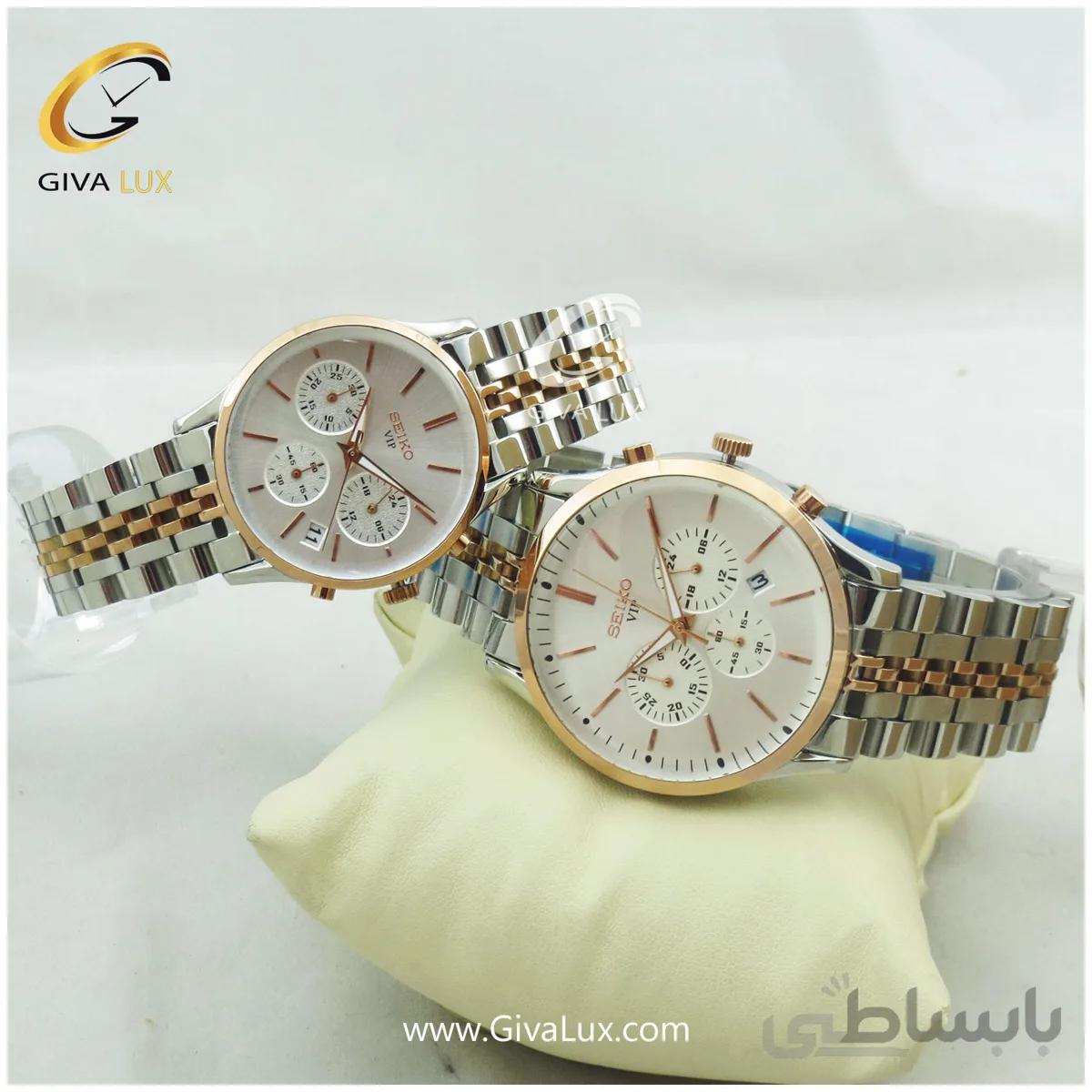 ست ساعت مچی سه موتوره کرنوگراف فول استیل نقره ای سیکو