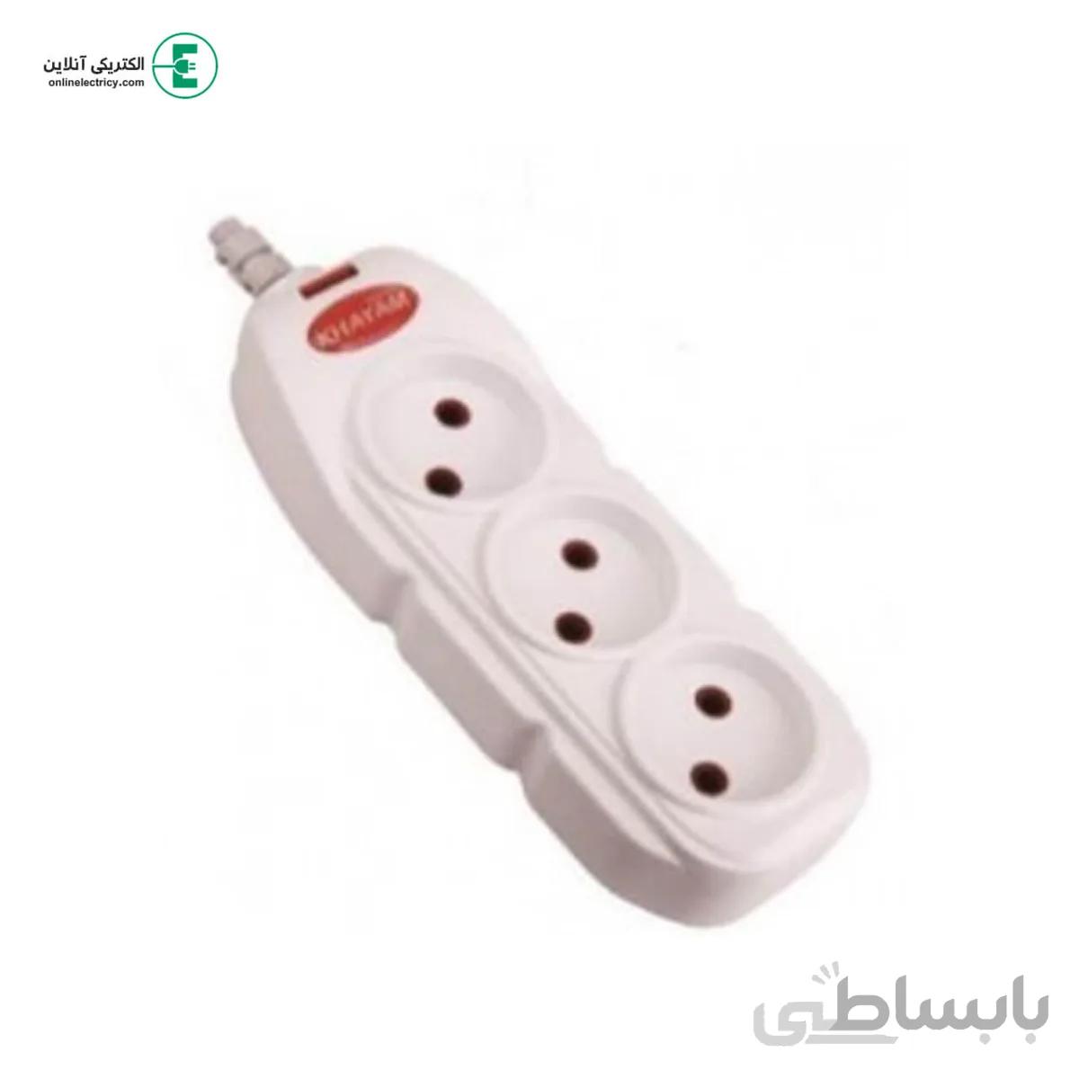 پریز سه خانه رز با کابل 5 متری(خیام الکتریک)