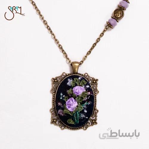گردنبند برنجی دست ساز روبان دوزی مدل 1721