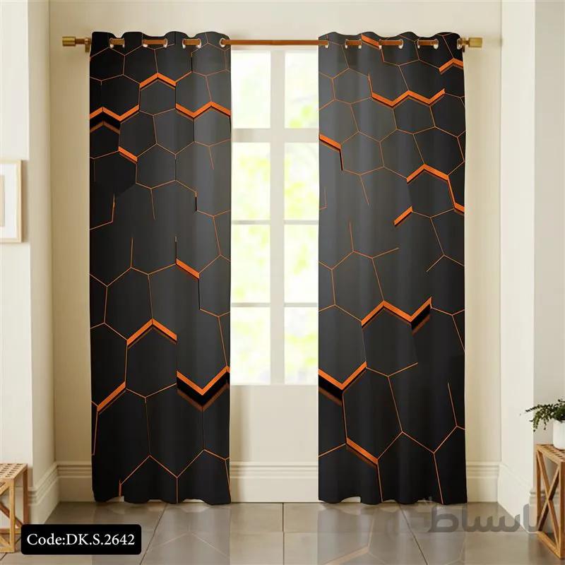 پرده پانچی (هازان و مخمل) کد DK.S.2642 طرح اسپرت کندوی برجسته