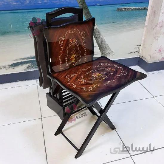 میز عسلی تاشو (چمدانی) معرق پولیشی