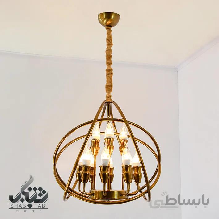لوستر آویز 12 شعله مدرن کد 3735 آنتیک SHJ – سرپیچ E14