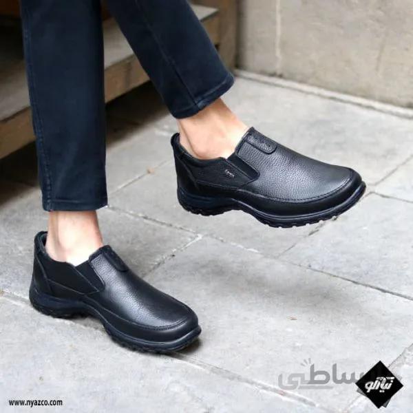 کفش چرم طبی مردانه فرزین مدل سیام