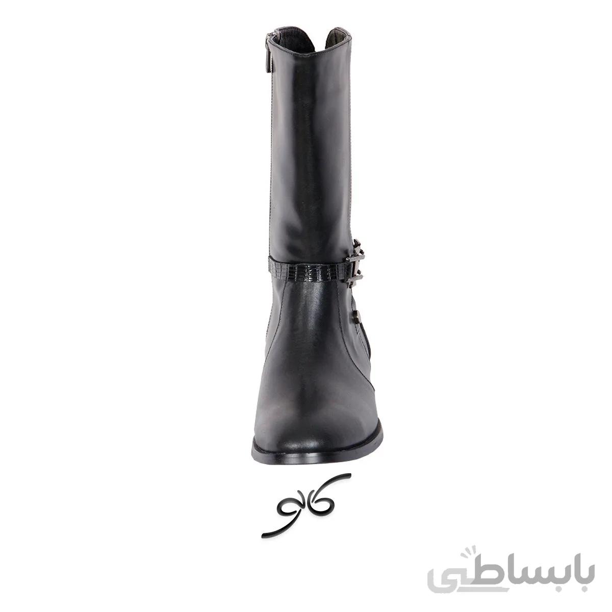 بوت چرم ترکیبی سگک دار زنانه - 743489