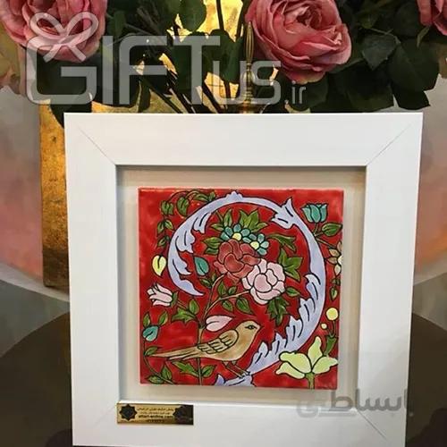تابلو هفت رنگ سنتی طرح گل مرغ سرخ