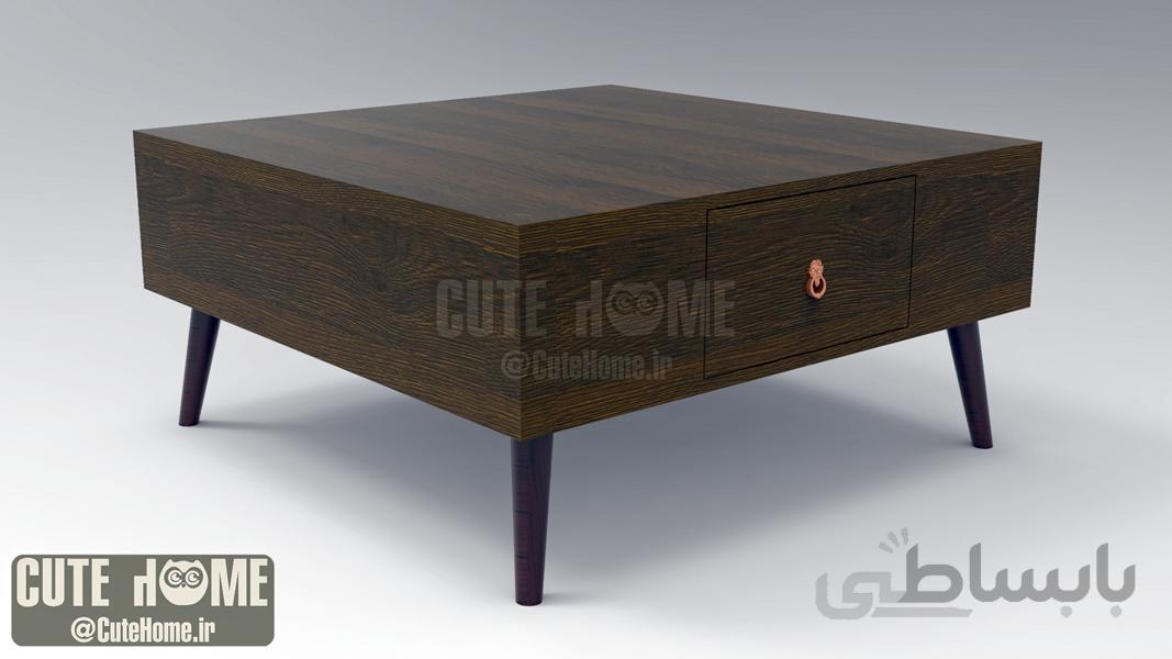 میز جلومبلی مربع 90cm * 90cm به همراه دو کشاب