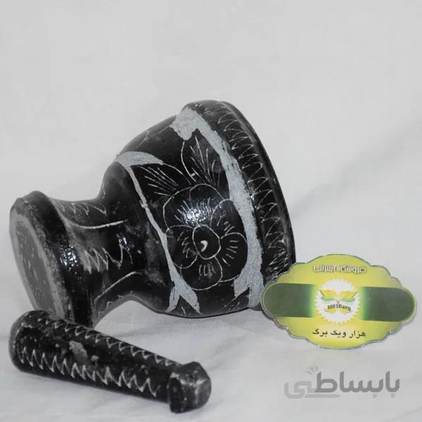 هاون سنگی قلم زده پایه دار