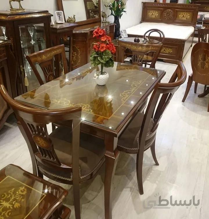 میز غذاخوری معرق چوبی مدل چپندر یا میلر کد ۱۰۲۰۱۸