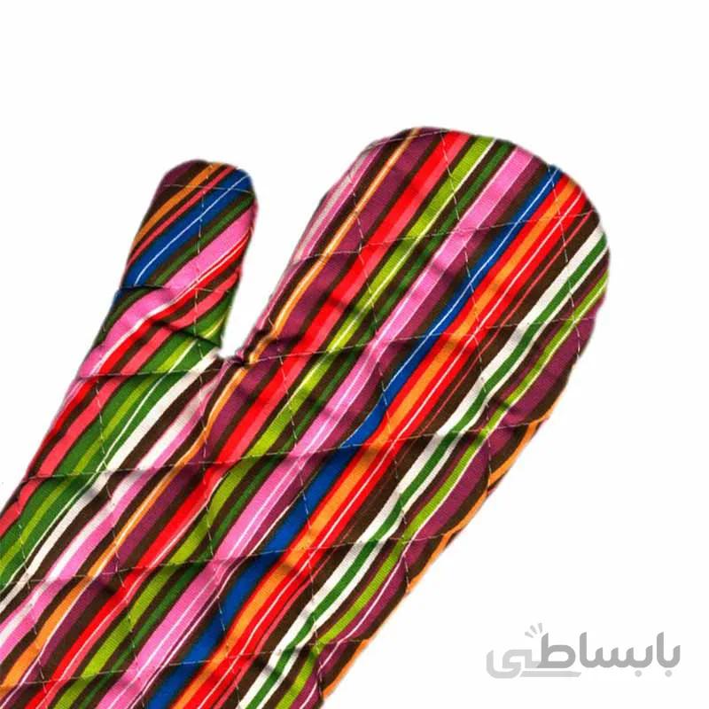دستکش فر تک کتان رزين تاژ طرح راه راه الوان