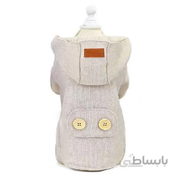 بافت کلاه دار سگ دو دکمه با تم سفید – Tow Button