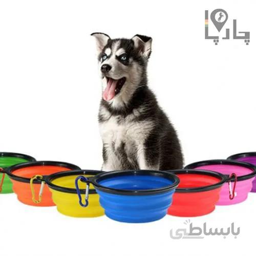 ظرف غذا و آب خوری جمع شو مای پت MyPet سگ گربه انواع پت قابل حمل سیلیکونی قلاب دار در ۴ رنگ