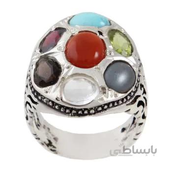 انگشتر نقره مردانه مدل هفت جواهر کد AM_1463