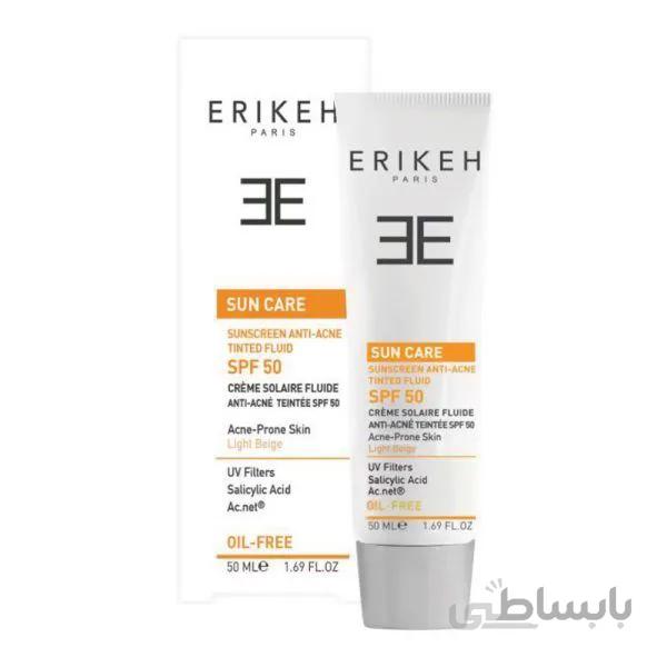 فلوئید ضدآفتاب و ضد جوش رنگی SPF50 اریکه پوست چرب (بژ روشن)