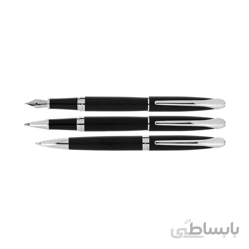 ست خودکار و خودنویس و روان نویس یوروپن مدل RING مشکی مات گیره استیل