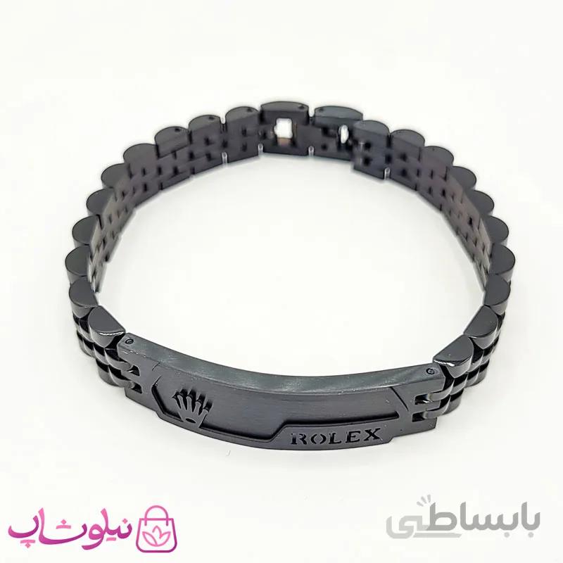 دستبند مردانه استیل رولکس مشکی کد 1053-2