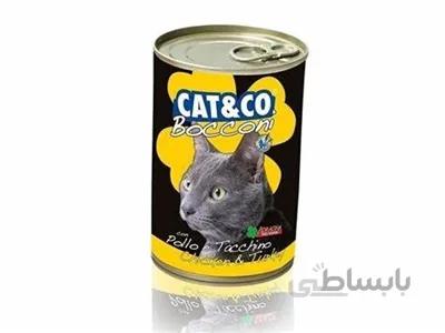كنسرو Cat&Co تهيه شده از گوشت مرغ و بوقلمون مخصوص گربه - 405 گرم