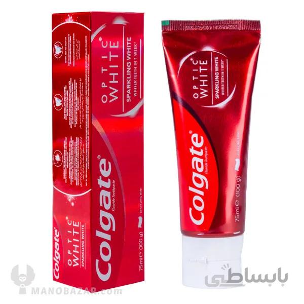 خمیر دندان سفید کننده کلگیت مدل Optic White : حجم 75 میلی لیتر