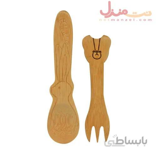 قاشق چنگال کودک چوبی بامبو برند بامبوم مدل اوکیو
