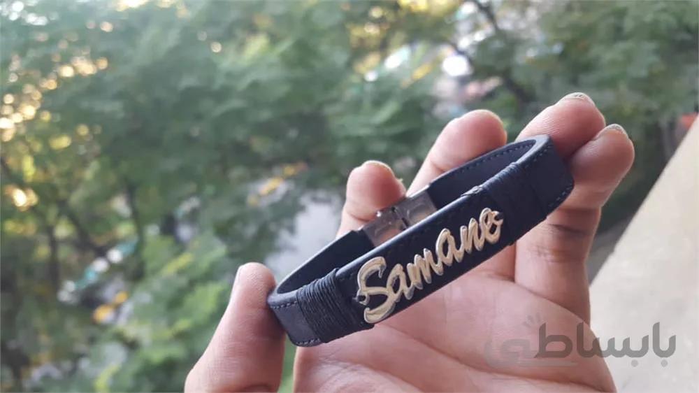 دستبند چرم با طرح اسم ا Leather bracelet with layout name