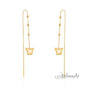 گوشواره بخیه ای طلا طرح پروانه کد LE686