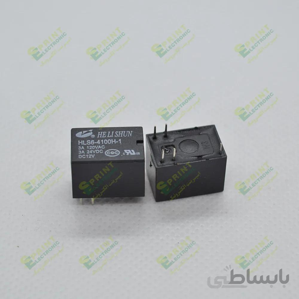 رله 12 ولت مینیاتوری بوبین کنار 5 پایه 3 آمپر HLS6-4100H-1-12VDC