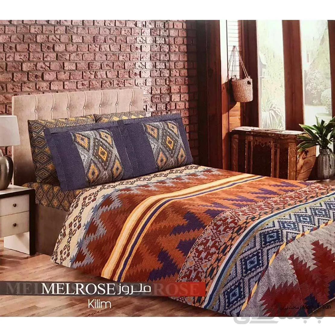 ملحفه کشدار تک یکنفره 120 رانفرس طرح گلیم Kilim