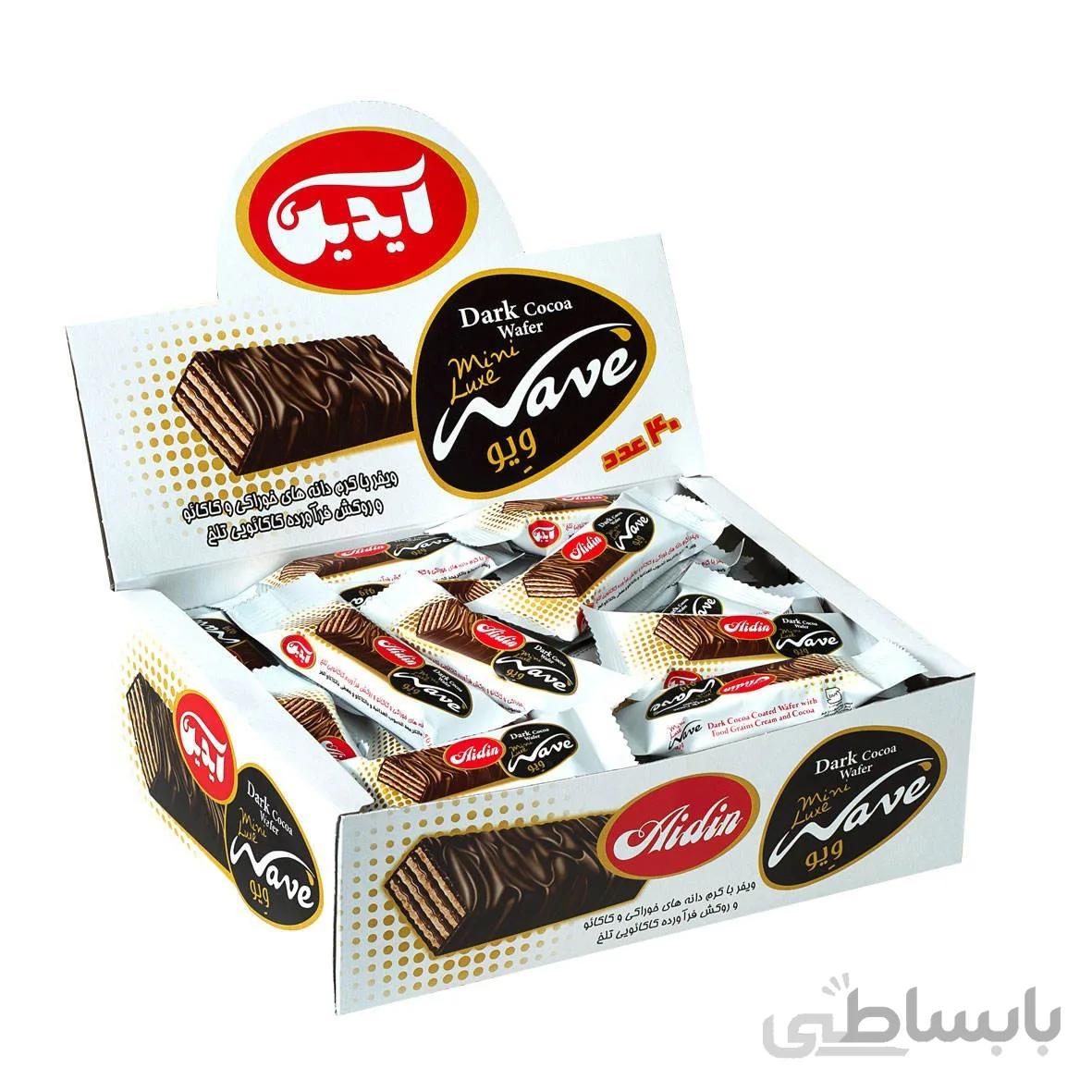 مینی ویفر شکلات تلخ آیدین بسته 24عددی