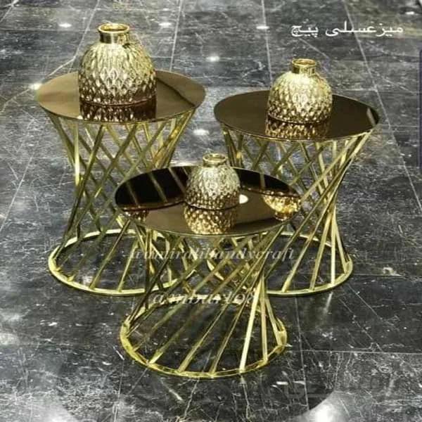 میز عسلی پیچی 14 شاخه ای دو رنگ