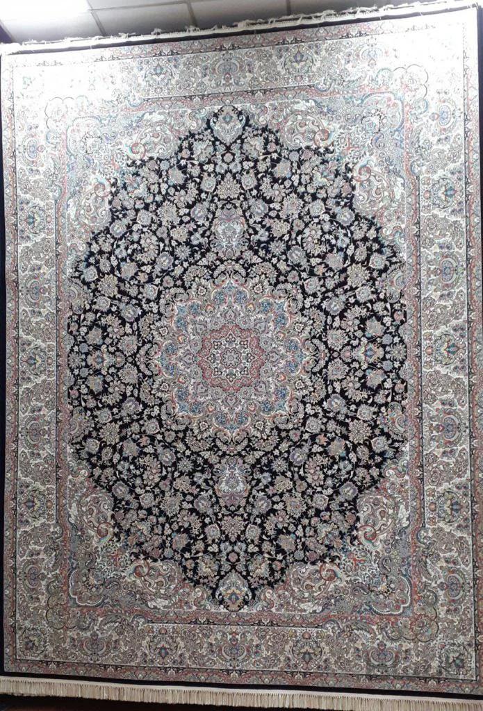فرش مشهد کد 802032 سرمه ای