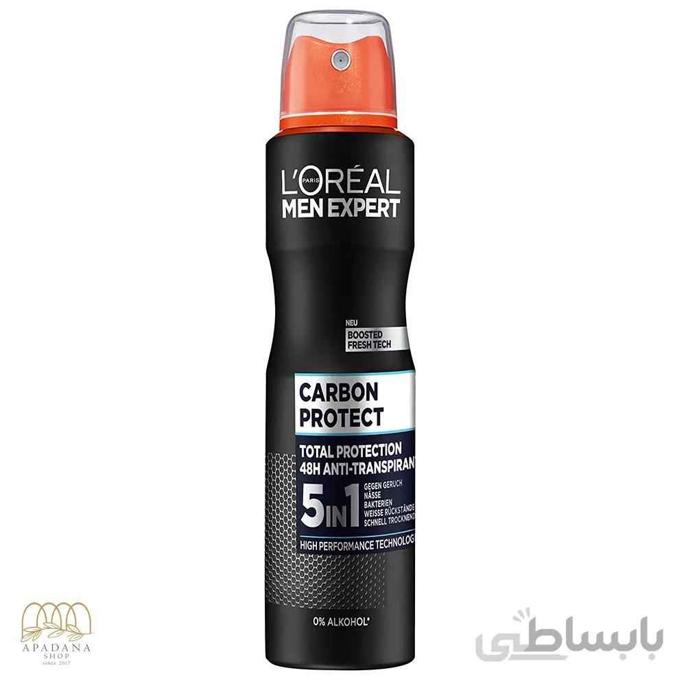 اسپری ضد تعریق مردانه لورال سری Men Expert مدل Carbon Protect حجم 250 میل