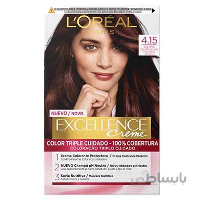 کیت رنگ مو اکسلانس لورآل شماره ۴٫۱۵ / Loreal Excellence Cream Hair Color