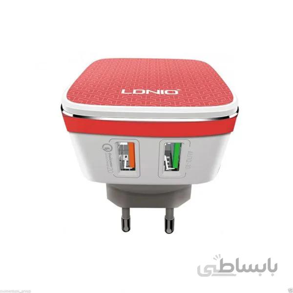 شارژر دیواری الدینیو مدل A2405Q به همراه کابل لایتنینگ