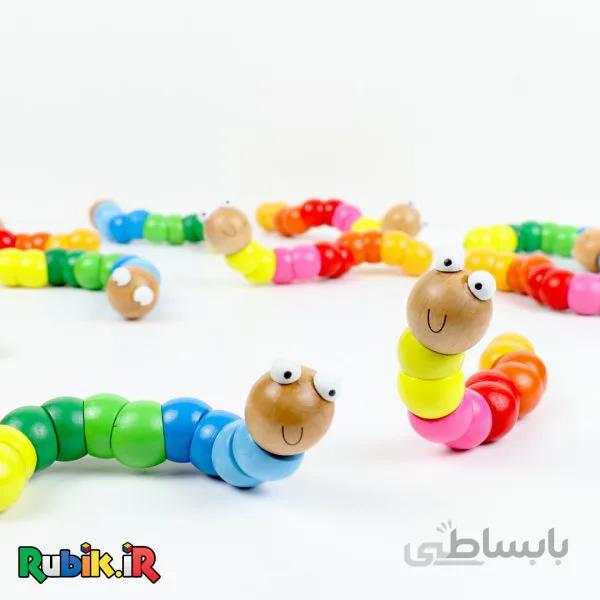 اسباب بازی چوبی کرم رنگین کمانی منعطف