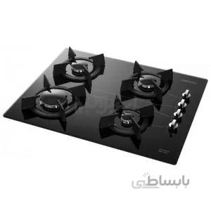 اجاق گاز چهارشعله شیشه‌ای استیل البرز مدل G4601 ا ابعاد خارجی اجاق : 64X52 سانتیمتر