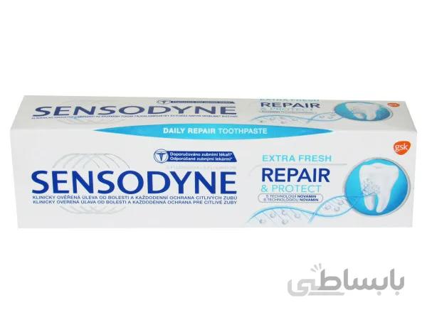 خمیر دندان سنسوداین سری repair and protect مدل extra fresh حجم 75 میلی لیتر
