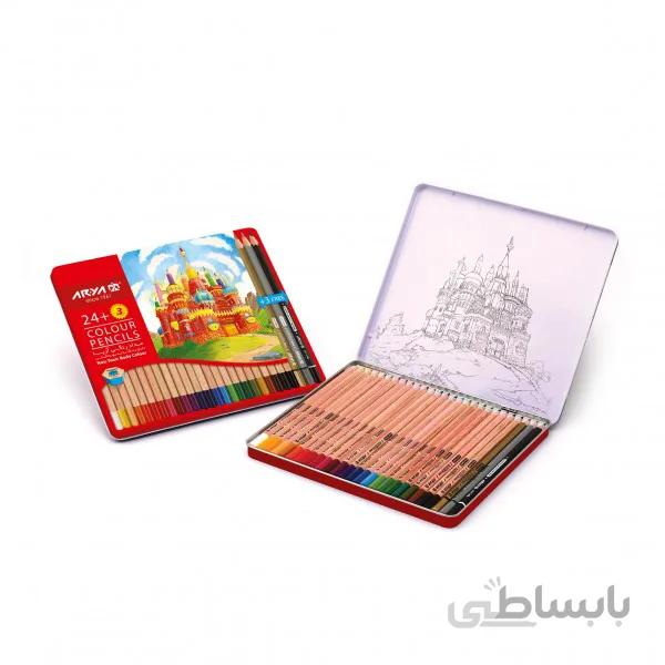 مداد (۳+۲۴) رنگ فلزی تخت آریا