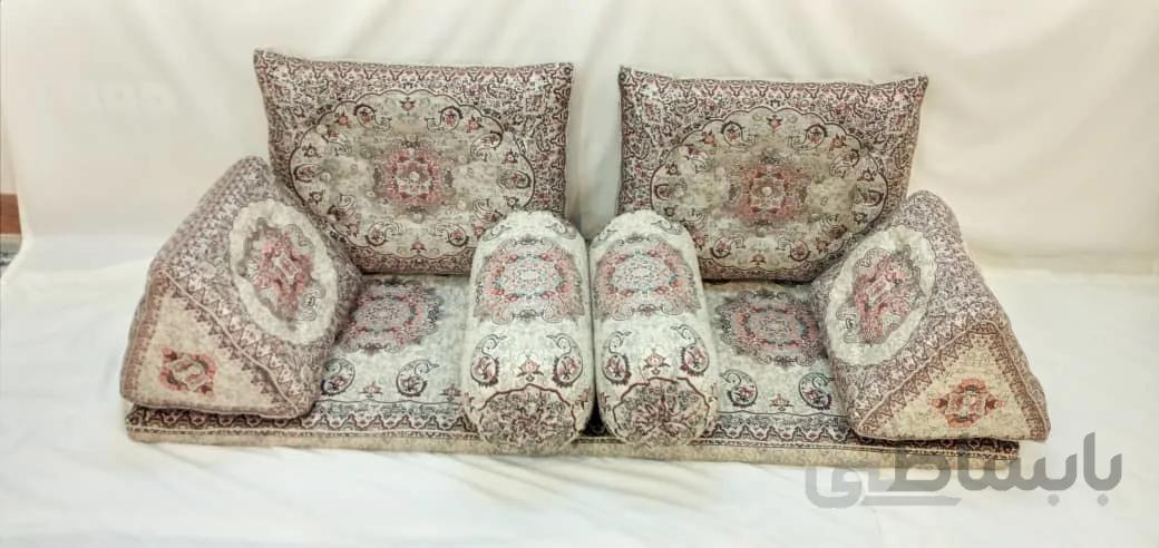 ست پشتی ترمه طرح آسمان کرم