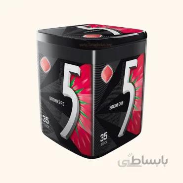 آدامس فایو جعبه ای با طعم توت فرنگی بدون شکر