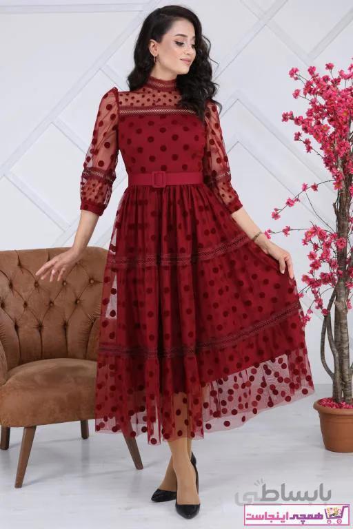 فروش لباس مجلسی زنانه خفن برند Matik Abiyem رنگ زرشکی ty46768018