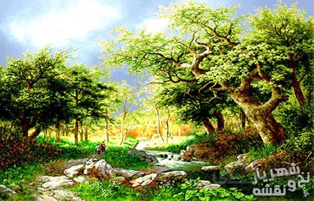 نخ و نقشه تابلو فرش طرح طبیعت کد 612