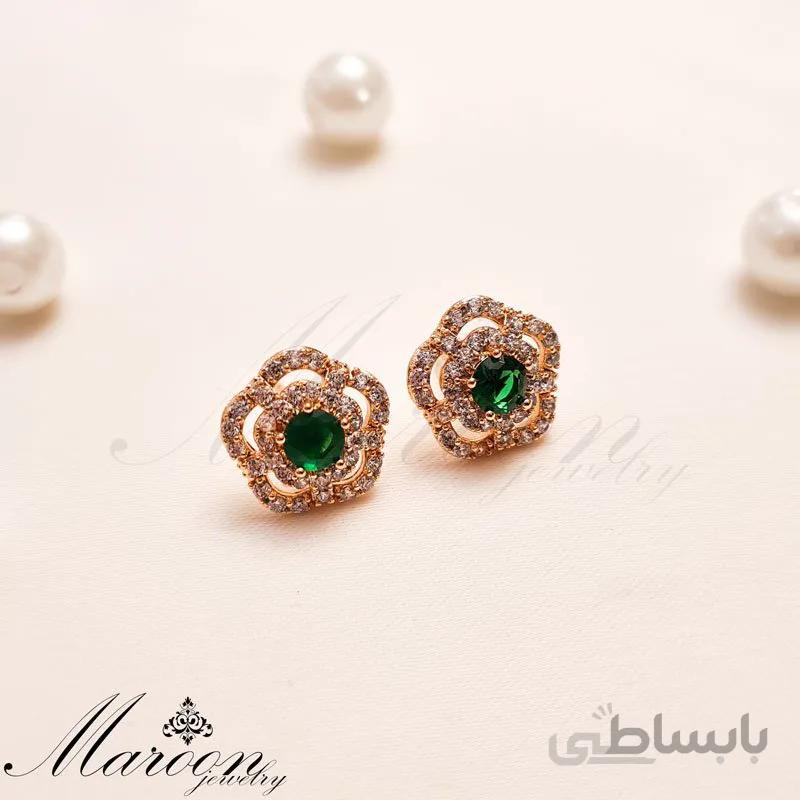 گوشواره گل زمرد مارون CG142