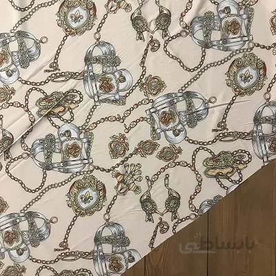 پارچه سوپرسافت طرح هرمس رنگ کرم کد 702