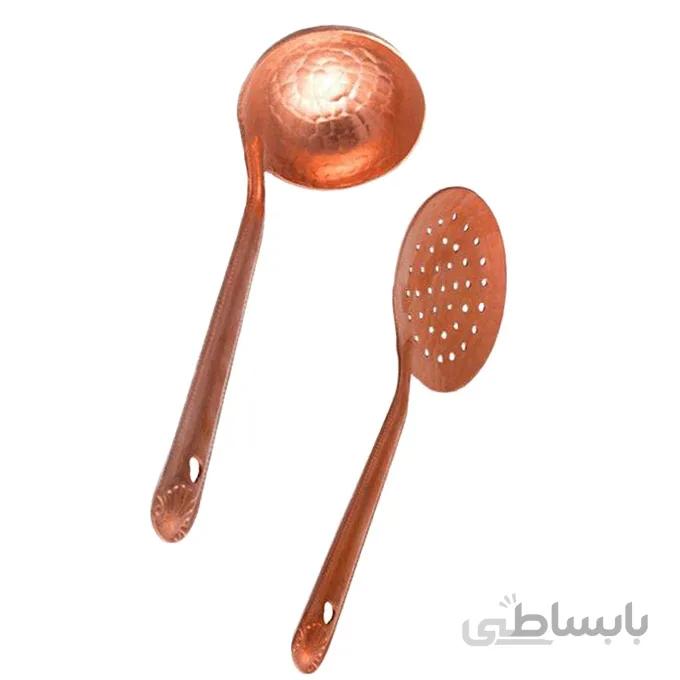 کفگیر و ملاقه مسی ارتفاع 18 سانتی متر کد C-68