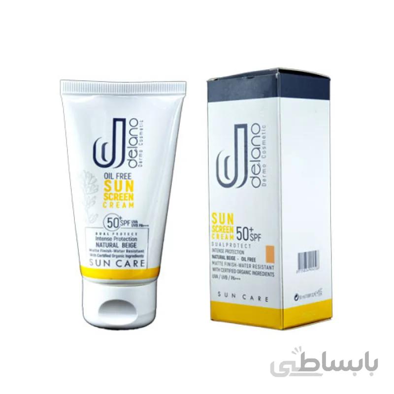 کرم ضد آفتاب رنگی مناسب پوست چرب+ SPF50 دلانو 50 میلی لیتر