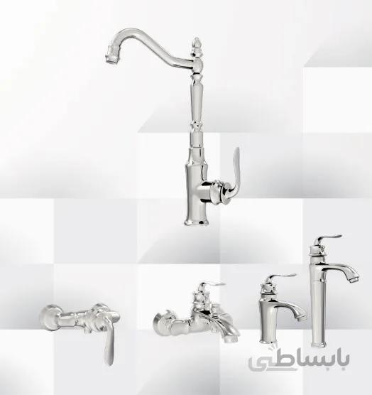 ست شیرآلات کروم مدل بامبو برند شیر زرین