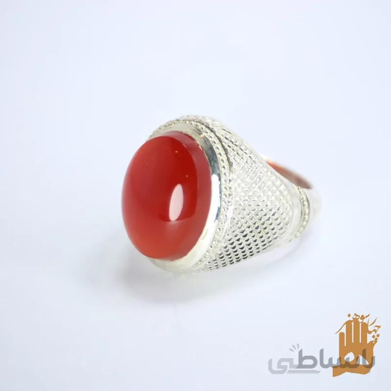 انگشتر فیلی حصیری نگین عقیق یمنی سرخ